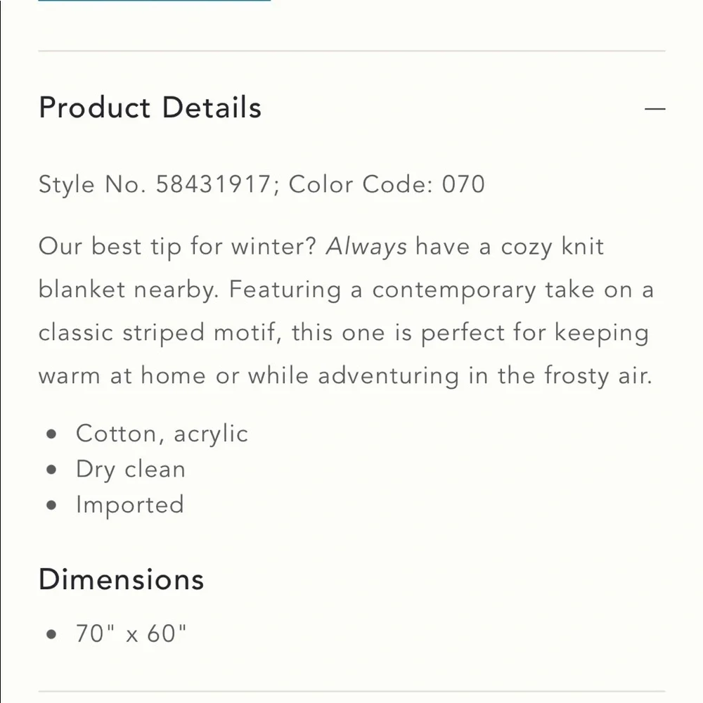 Anthropologie- Bright Stripe Throw Blanket